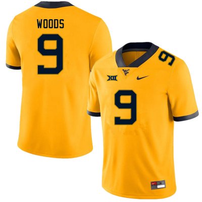 Men's West Virginia Mountaineers NCAA #9 Charles Woods Gold Authentic Nike Stitched College Football Jersey LS15Y07WP